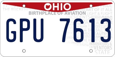 OH license plate GPU7613