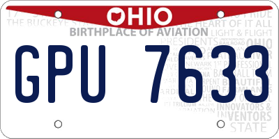 OH license plate GPU7633