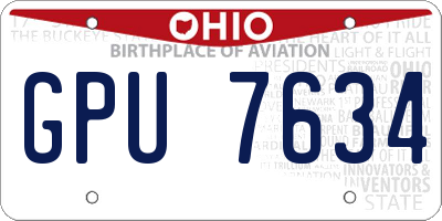 OH license plate GPU7634