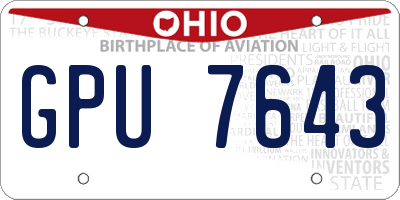 OH license plate GPU7643