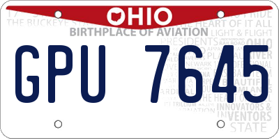 OH license plate GPU7645