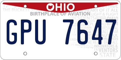 OH license plate GPU7647