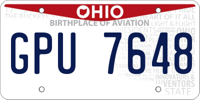 OH license plate GPU7648