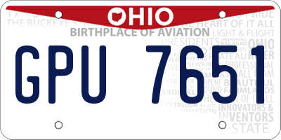 OH license plate GPU7651