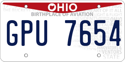 OH license plate GPU7654
