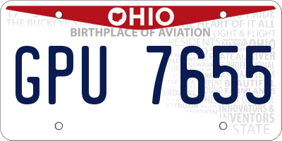 OH license plate GPU7655