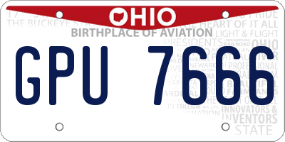 OH license plate GPU7666