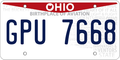 OH license plate GPU7668