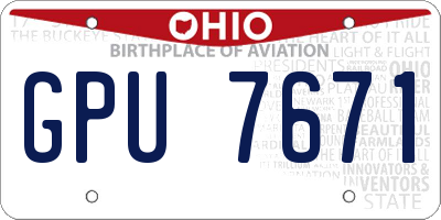 OH license plate GPU7671
