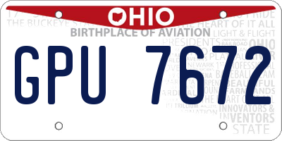 OH license plate GPU7672