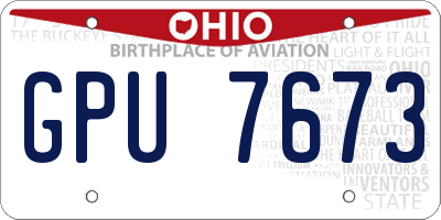 OH license plate GPU7673