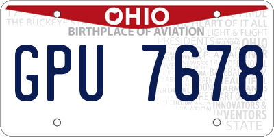 OH license plate GPU7678