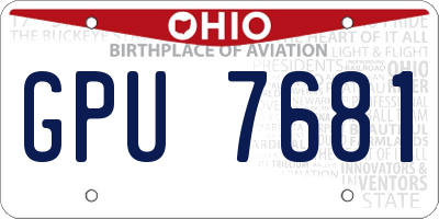 OH license plate GPU7681