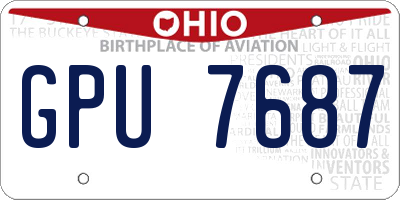 OH license plate GPU7687