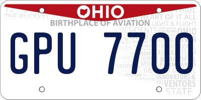 OH license plate GPU7700