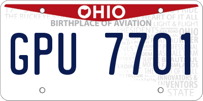 OH license plate GPU7701