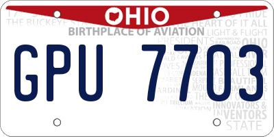 OH license plate GPU7703