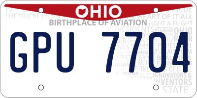 OH license plate GPU7704