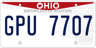 OH license plate GPU7707