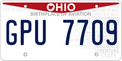 OH license plate GPU7709