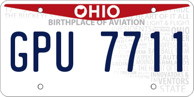 OH license plate GPU7711
