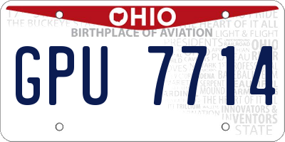 OH license plate GPU7714
