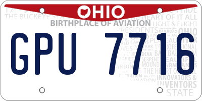 OH license plate GPU7716