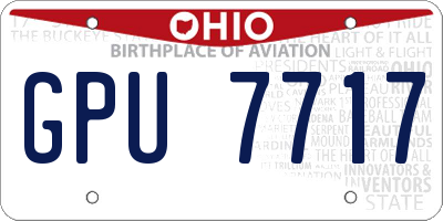 OH license plate GPU7717