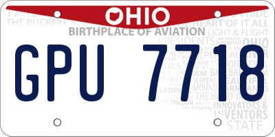 OH license plate GPU7718