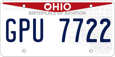 OH license plate GPU7722