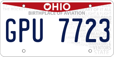 OH license plate GPU7723
