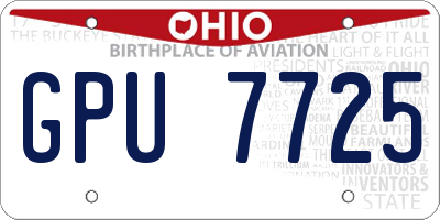 OH license plate GPU7725