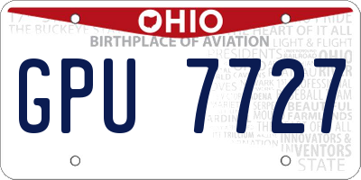 OH license plate GPU7727