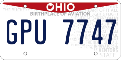 OH license plate GPU7747