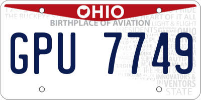 OH license plate GPU7749