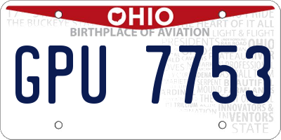 OH license plate GPU7753