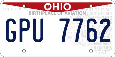 OH license plate GPU7762