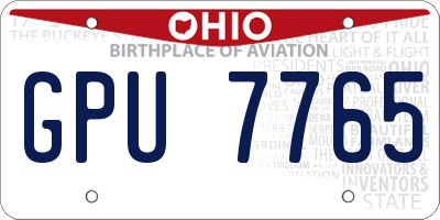 OH license plate GPU7765
