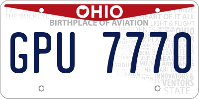 OH license plate GPU7770