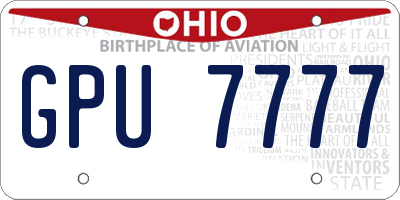 OH license plate GPU7777