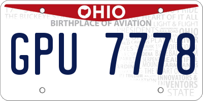 OH license plate GPU7778