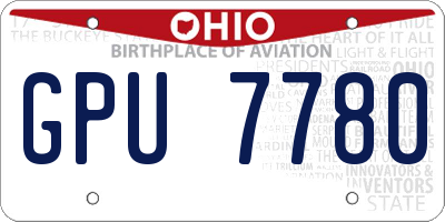 OH license plate GPU7780