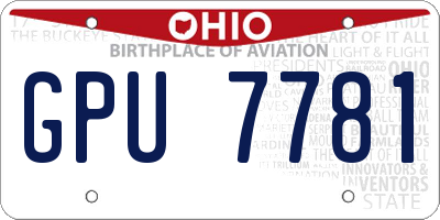 OH license plate GPU7781
