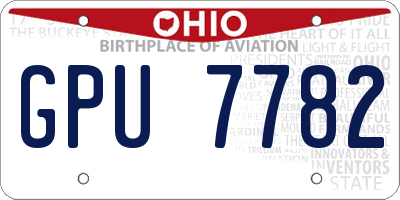 OH license plate GPU7782