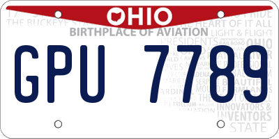 OH license plate GPU7789