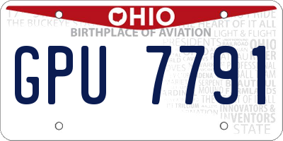 OH license plate GPU7791
