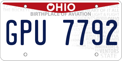 OH license plate GPU7792