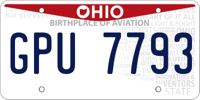 OH license plate GPU7793