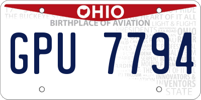 OH license plate GPU7794