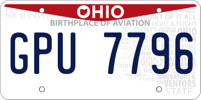 OH license plate GPU7796